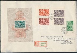 1940 Árvíz Bélyegek + Blokk Ajánlott Levélen - Sonstige & Ohne Zuordnung
