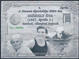 ** 2019 A Nemzet Sportolója 2004 óta Székely Éva úszónő, Olimpiai Bajnok Feketenyomat Emlékív, Zöld 00000 Sorszámmal - Autres & Non Classés