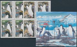 ** 1995 Pingvinek Sor Négyestömbökben + Blokk,
Penguin Set In Blocks Of 4 + Block
Mi 1684-1685 + Mi 32 - Other & Unclassified