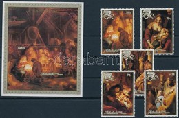 ** 1988 Karácsony, Rembrandt Festmények Sor + Blokk,
Christmas, Rembrandt Paintings Set + Block
Mi 642-646 + Mi 71 - Sonstige & Ohne Zuordnung