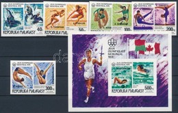 ** 1976 Olimpiai érmesek Vágott Sor Felülnyomással Mi 822-826 + Vágott Blokk Mi 16 - Altri & Non Classificati