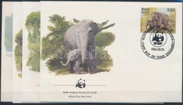 1986 WWF: Elefánt Négyescsík Mi 753-756 4 Db FDC-n - Autres & Non Classés