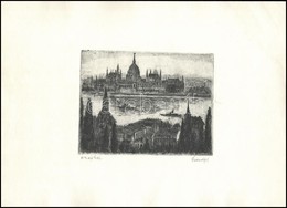 Élesdy István (1912-1987): Országház. Rézkarc, Papír, Jelzett, 14,5x19 Cm - Altri & Non Classificati