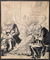 Homicskó Atanáz (1864-1916): Fallieres és Loubet. Tus, Papír, Jelzett, 32×27 Cm - Sonstige & Ohne Zuordnung
