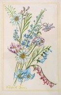 Kunál János: Mezei Virágok. Akvarell, Papír,jelzett, üvegezett Fa Keretben, 18x11 Cm - Autres & Non Classés