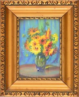 Mátrai Jelzéssel: Virágcsendélet. Olaj, Karton, üvegezett Keretben, 20×15 Cm - Sonstige & Ohne Zuordnung