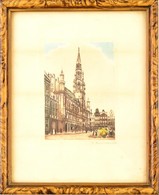 Olvashatatlan Jelzéssel: Grand-Place (Brüsszel). Színezett Litográfia, Papír, üvegezett Keretben, 12×9 Cm - Autres & Non Classés