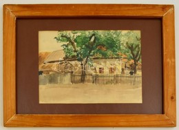 Jelzés Nélkül: Falusi Ház. Akvarell, Papír, üvegezett Keretben, 18×24 Cm - Sonstige & Ohne Zuordnung