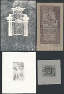 4 Litván Ex Libris Kmieliauskas, Antanas, Kisarauskas Rézkarc, Papír, Jelzett  / Etched Bookplates 9x6, 9x13 Cm - Other & Unclassified