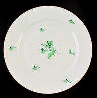 Herendi Porcelán Zöld Virágmintás Tál, Kézzel Festett, Jelzett, Kis Kopásnyomokkal, D: 27,5 Cm - Otros & Sin Clasificación