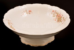 Virágmintás Porcelán Gyümölcsös Tál, Matricás, Jelzés Nélkül, Kopásnyomokkal, D: 25 Cm - Autres & Non Classés