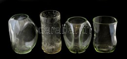 Üveg Váza, 4 Db, Apró Hibákkal, M: 16 Cm - Verre & Cristal