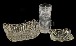 Ólomkristály Tál és Váza + üveg Hamutartó, 3 Db, Kis Hibákkal - Glass & Crystal