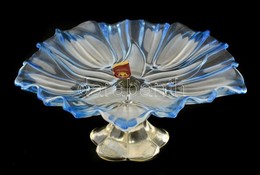 Walther Glass Jelzett Irizáló Talpas üvegtál, Formába öntött, Foltos, Apró Kopásnyomokkal, D: 15 Cm, M:9 Cm - Vetro & Cristallo