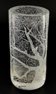 Ólomkristály Váza, Homok Fújt Mintával, Jelzés Nélkül, Hibátlan, M: 23 Cm - Glass & Crystal