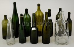 12 Db Régi üveg Palack, Jó állapotban, Főleg Dreher Sörös Palackok, M:17-29 Cm - Glass & Crystal