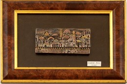 Jeruzsálem, Ezüstözött Kisplasztika, Zadok Arts, üveg Kereten, 5,5×10 Cm - Autres & Non Classés