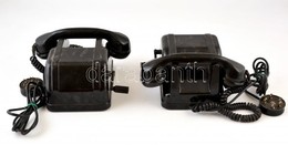 2 Db Régi Tekerős Bakelit Telefon, Karcolásokkal, 21×15x11 Cm - Other & Unclassified