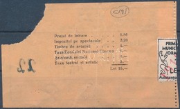 1930-as ével Nagyvárad Mozi Belépő, Hátoldalán Felezett 2 Leu Segélybélyeg, Sorszámozott, Nincs Katalogizálva - Zonder Classificatie