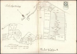 1862 Földbirtok Kézzel Rajzolt Telektérképe, 15 Kr Okmánybélyeggel - Zonder Classificatie