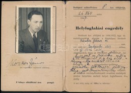 1947 Fényképes Helyfoglalási Engedély Gyümölcs-, Kukorica- és Gesztenyeárus Részére - Sin Clasificación