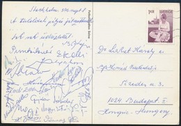 1976 A Magyar Labdarúgó Válogatott Tagjainak (Baróti, Ebedeli, Nyilasy, Stb.) Aláírásai Svédországból Küldött Levelezőla - Otros & Sin Clasificación