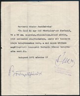 1971 Bortnyik Sándor (1893-1976) Aláírása Az 'Öt álló és Egy ülő Férfialak' C. Művének Visszavásárlási  Elismervényén. - Other & Unclassified