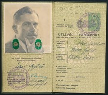 1938-1939 Magyar Királyság Fényképes útlevele, Éder Győző Ny. Huszár Alezredes Részére, Német Bejegyzésekkel, Kissé Doho - Sonstige & Ohne Zuordnung