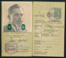 1938-1939 Magyar Királyság Fényképes útlevele, Éder Győző Ny. Huszár Alezredes Részére, Német Bejegyzésekkel, Kissé Doho - Otros & Sin Clasificación