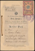 1909 Osztrák-Magyar Monarchia Német Nyelvű útlevele, Éder Győző (1890-1980) Cs. és Kir. Katonai Akadémiai Kadét, Későbbi - Sonstige & Ohne Zuordnung