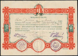 1943 Szegedi Levente Jelvényes Bizonyítvány Ház Légoltalmi őrségparancsnoki Tanfolyamról 20x15 Cm - Other & Unclassified