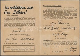 Cca 1944 'Dem Tode Entronnen!' - 2 Db Német Nyelvű Szovjet Röplap A Német Katonákhoz - Autres & Non Classés