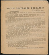 Cca 1917 Német Katonáknak Szóló Kommunista Propaganda Röplap / Propaganda Flyer For German Soldiers. - Other & Unclassified