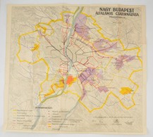 Cca 1940 Nagy Budapest általános Csatornázása, Helyszínrajz,1:50.000,Bp., Klösz Gy. és Fia, 80x76 Cm. - Autres & Non Classés