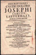 Cca 1748 Inscriptiones Castri Doloris Comitis Eszterházy, Judicis Curiae Regiae. Hn.,ny.n., Foltos, 2 Sztl. Lev. - Non Classificati