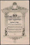 1903  Zsolnay Porcelángyár 40 éves Fennállásának Emlékére írt 'Zsolnay Jelige', Díszes Grafikával, Szakadt, 23x15 Cm. - Non Classificati