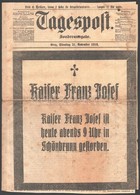 1916 Tagespost - Sonderausgabe Különkiadás Ferenc József Haláláról +1910 Illustrirtes Wiener Extrablatt Ferenc József 80 - Non Classificati