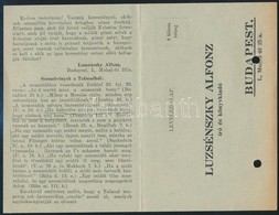Cca 1930-1940 Luzsénszky Alfonz Talmud-'fordítása', Antiszemita Hangvételű Reklámlap - Zonder Classificatie