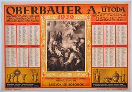 1939 Falinaptár: Oberbauer A. Utóda. Magyarország Legrégebbi Templomberendező és Zászlókészítő Vállalata 45x34 Cm - Zonder Classificatie