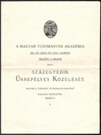 1941 A Magyar Tudományos Akadémia 101. ünnepélyes Közülésének Programja, Belsejében Tollal írt Megjegyzésekkel - Non Classificati