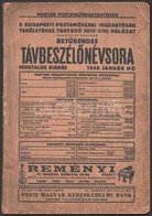 1946 Budapesti Postaműszaki Igazgatóság Területéhez (Budapesti Egységes) Hálózat (Budapest és Környéke) Betűrendes Távbe - Non Classés