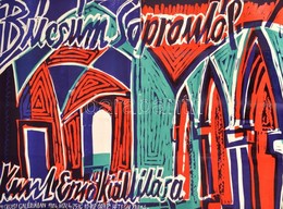 Kunt Ernő (1920-1994): Búcsúm Soprontól. Színezett Linómetszet. 70x100 Cm - Altri & Non Classificati