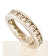 Ezüst(Ag) Gyűrű, Apró Kövekkel Díszítve, Jelzett, Méret: 56, Bruttó: 6 G - Other & Unclassified