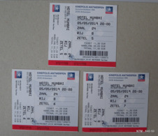 BELGIUM KINEPOLIS Theatre Tickets. Year Used In 2019. Hotel Mumbai. 3 Tickets With Counterparts Unteared. - Teatro, Travestimenti & Mascheramenti