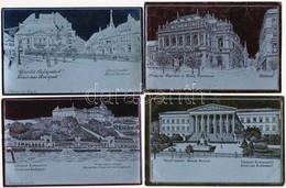 ** Budapest - 9 Db Régi Szecessziós Fémes Hatású Fóliás Városképes Lap / 9 Pre-1945 Town-view Postcards With Art Nouveau - Unclassified