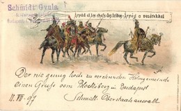 T4 1897 (Vorläufer!) Budapest, Ezredéves Országos Kiállítás, Árpád A Vezérekkel, Litho (non PC) (vágott / Cut) - Non Classés