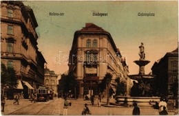 T2 1911 Budapest VIII. Kálvin Tér, Magyar Lámpagyár üzlete, Szökőkút, Villamos - Unclassified