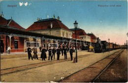 T2/T3 1915 Szeged, Pályaudvar Belső Része, Vasútállomás, Vasutasok, Gőzmozdony (felületi Sérülés / Surface Damage) - Ohne Zuordnung