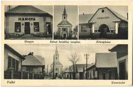 * T2/T3 1943 Valkó, Római Katolikus Templom, Községháza, Fő Utca, Hangya Szövetkezet üzlete és Saját Kiadása (EK) - Unclassified