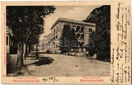 T2 1902 Herkulesfürdő, Herkulesbad, Baile Herculane; Ferenc József Udvar, Fürdőépület. Kiadja Jäger J.  / Franz Josef's- - Non Classés